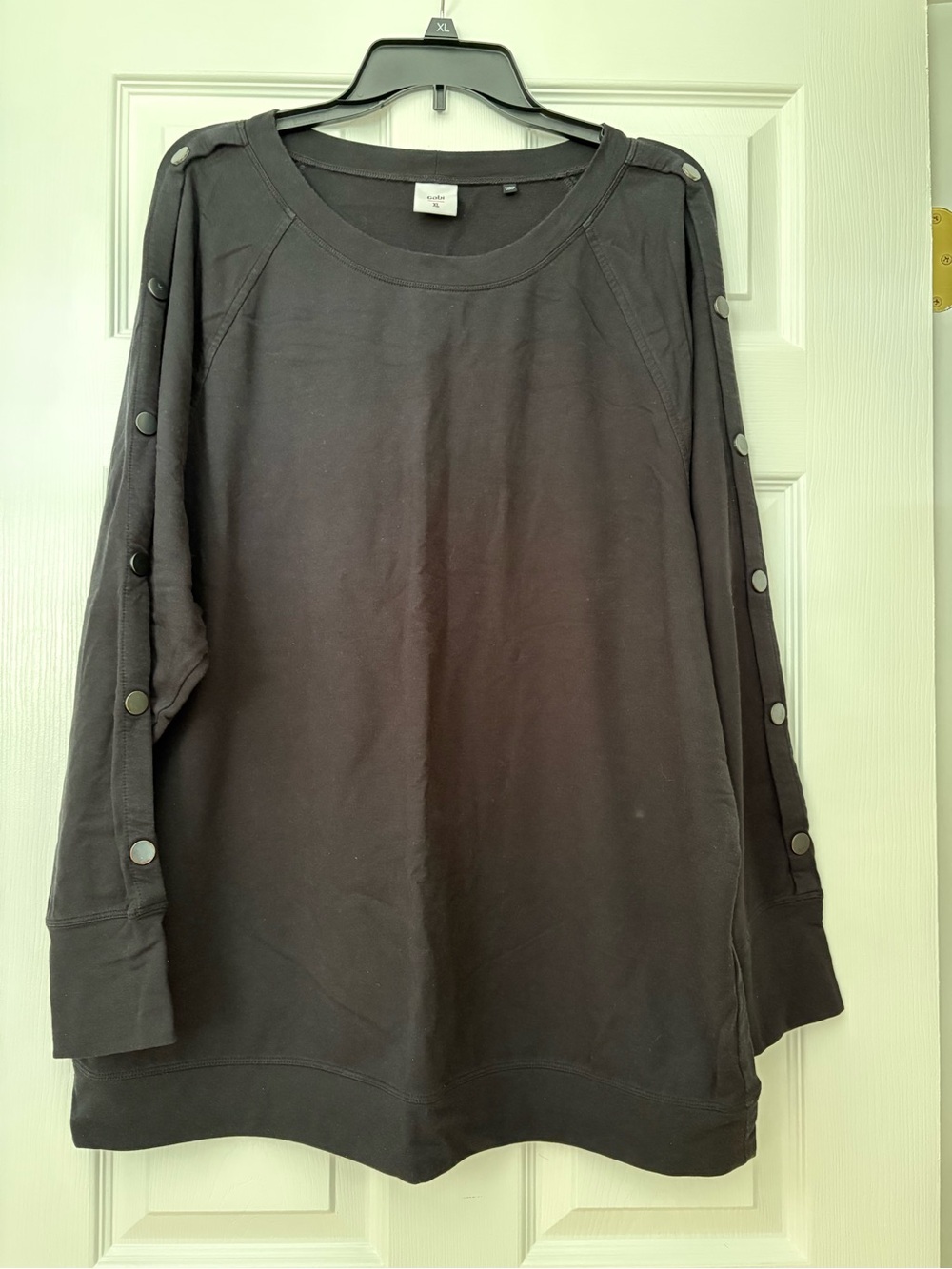CABI Button-Sleeve Black Top
